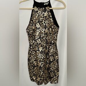 Vintage Charlotte Russe Jumper Black Gold Floral Sequins HOCO Glam Party Shorts